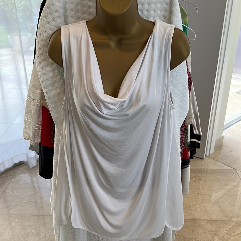Calvin Klein cotton and rayon Cowell neck, sleeveless women’s top size medium